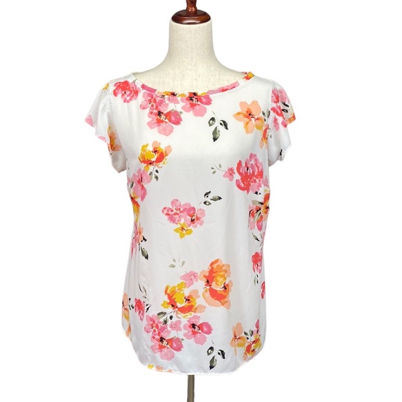 Loft White & Multi Color Floral Blouse Sz 18 - Picture 3 of 5